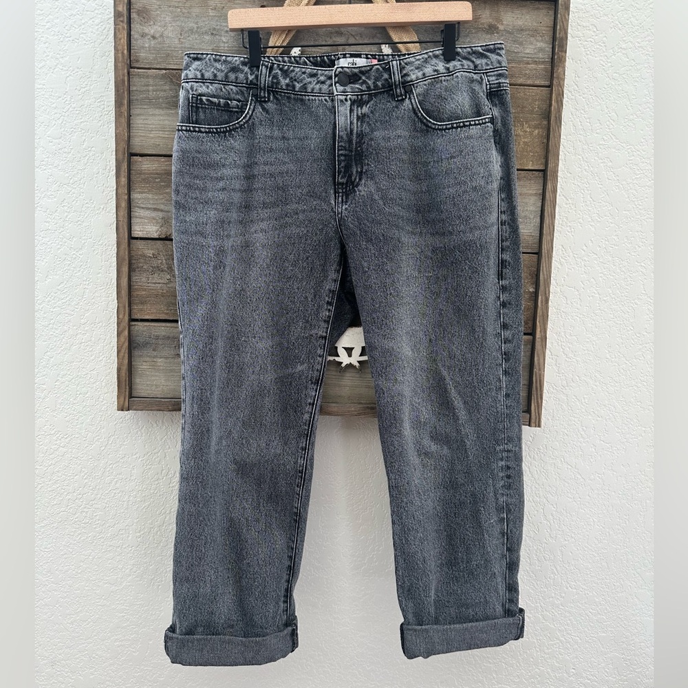 CAbi Gray Boyfriend Jeans 100% cotton denim ladies size 12‎